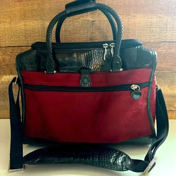 Rare Brighton Vintage Leather Croc Embossed Cosmetic/Travel Bag - Picture 2 of 11